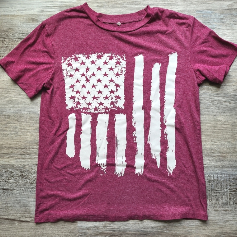 Patriotic Distressed American Flag Shirt Medium